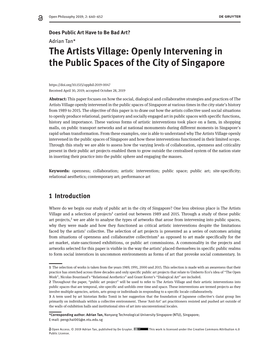 The Artists Village: Openly Intervening in the Public Spaces of the City of Singapore
