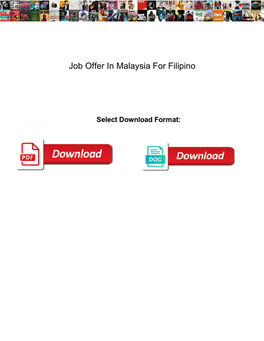 Job Offer in Malaysia for Filipino