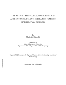 The Activist Self: Collective Identity in Anti-Nationalist, Anti-Militarist, Feminist Mobilization in Serbia