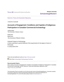 Conditions and Capitals of Indigenous Participation in Canadian Commercial Archaeology