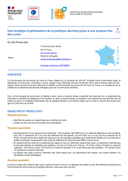 Une Stratégie D'optimisation De La Politique Déchets Grâce À Une