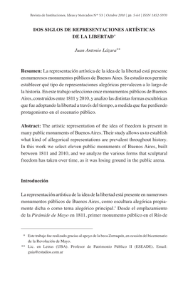 Dos Siglos De Representaciones Artísticas De La Libertad*