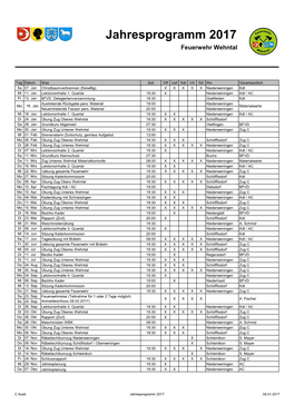 Jahresprogramm 2017 Feuerwehr Wehntal