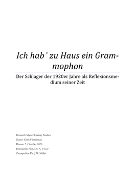 Ich Hab' Zu Haus Ein Gram- Mophon