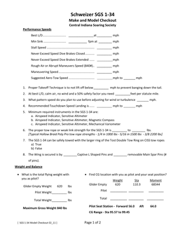 Schweizer SGS 1-34 Make and Model Checkout Central Indiana Soaring Society Performance Speeds Best L/D