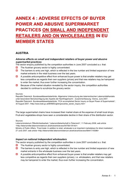 Annex 3 : the Growth of Private Labels Private and Its Impact on Suppliers, Small Retailers and Consumers in Eu Member States