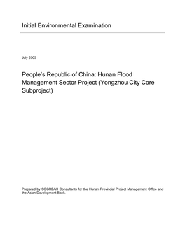 Hunan Flood Management Sector Project (Yongzhou City Core Subproject)