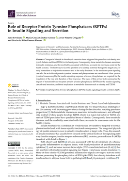Role of Receptor Protein Tyrosine Phosphatases (Rptps) in Insulin Signaling and Secretion
