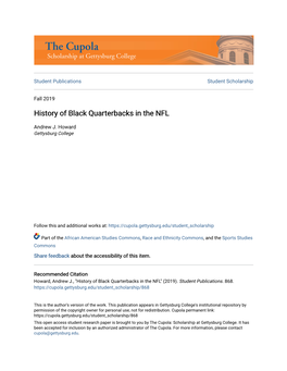 History of Black Quarterbacks in the NFL