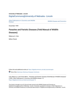 Parasites and Parisitic Diseases (Field Manual of Wildlife Diseases)