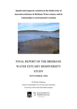 Final Report of the Brisbane Water Estuary Biodiversity Study November 2006