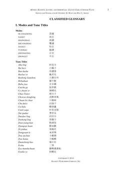 CLASSIFIED GLOSSARY I. Modes and Tune Titles