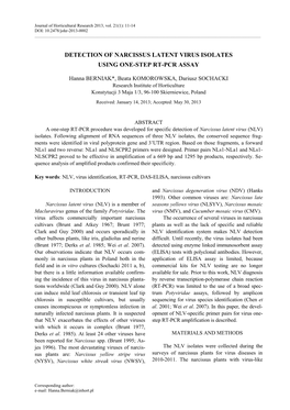 Detection of Narcissus Latent Virus Isolates Using One-Step Rt-Pcr Assay