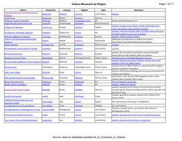 Indiana Museums by Region Page 1 of 11 Source