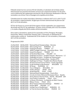 Faltando Incluir Las Tres Carreras UCI De Colombia, El Calendario De La