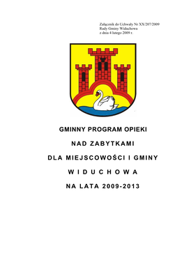 Gminny Program Opieki Nad Zabytkami Dla Miejscowości I Gminy Widuchowa Na Lata 2009-2013”