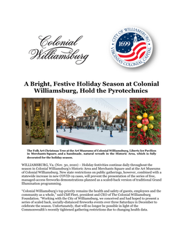 A Bright, Festive Holiday Season at Colonial Williamsburg, Hold the Pyrotechnics