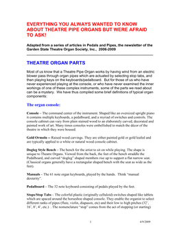 Of the Theatre Pipe Organ