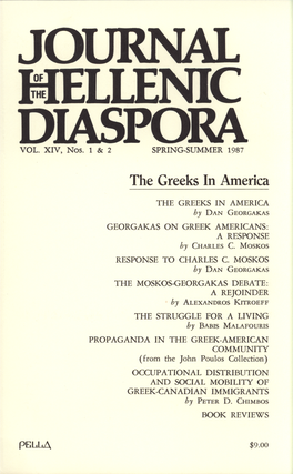 The Greeks in America by Dan Georgakas 5 Georgakas on Greek Americans: a Response by 'Charles C