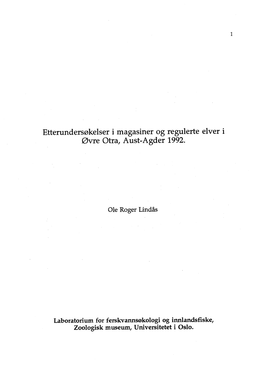 Etterundersøkelser I Magasiner Og Regulerte Elver I Øvre Otra, Aust-Agder 1992