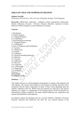 Soils of Cold and Temperate Regions - Stephen Nortcliff