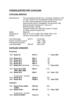 Consolidated Pby Catalina