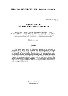 Design Study of the Antiproton Decelerator: Ad
