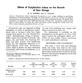 Effects of Pratylenchus Vulnus on the Growth of Sour Orange R