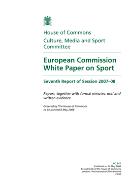 European Commission White Paper on Sport