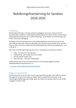 Befolkningsframskriving for Sandnes 2018-2035