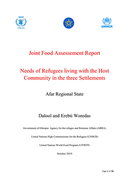 Joint Food Assessement Report Needs of Refugees Living with The