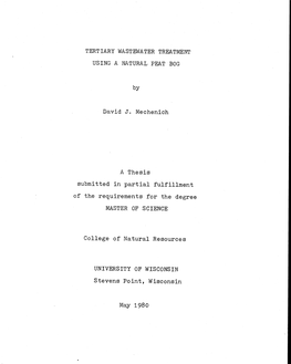 Tertiary Wastewater Treatment Using a Natural Peat Bog