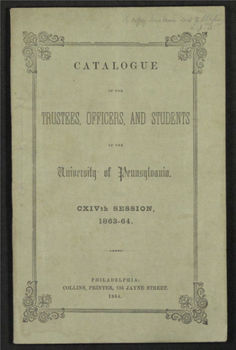 University of Pennsylvania Catalogue, 1863-64
