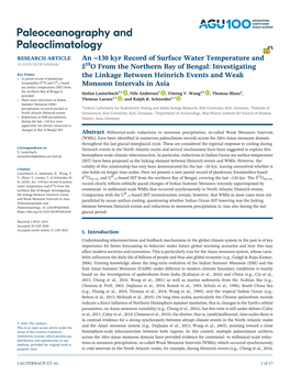 130 Kyr Record of Surface Water Temperature and 18O