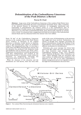 Dolomitization of the Carboniferous Limestone of the Peak District: a Review Trevor D