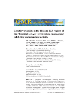 Genetic Variability in the ITS and IGS Regions of the Ribosomal DNA of Acremonium Cavaraeanum Exhibiting Antimicrobial Activity