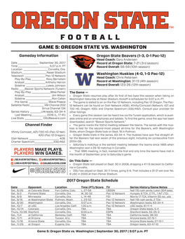 Game 5: Oregon State Vs. Washington