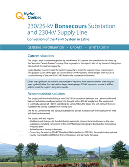 230/25-Kv Bonsecours Substation and 230-Kv Supply Line Conversion of the 49-Kv System in Estrie