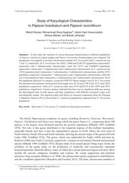 Study of Karyological Characteristics in Papaver Bracteatum and Papaver Somniferum