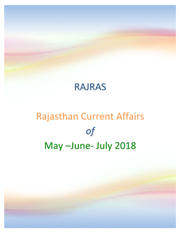 RAJRAS Rajasthan Current Affairs of May –June- July 2018