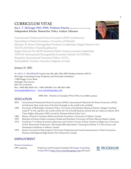 VIEW Sue Mcgregor's Curriculum Vitae