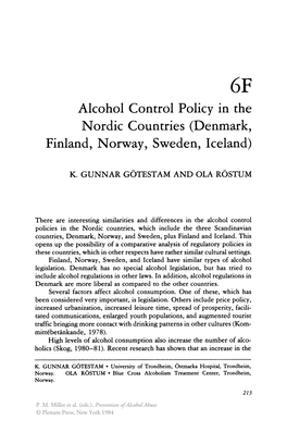 Alcohol Control Policy in the Nordic Countries (Denmark, Finland, Norway, Sweden, Iceland)