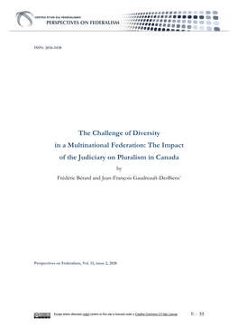 The Impact of the Judiciary on Pluralism in Canada by Frédéric Bérard and Jean-François Gaudreault-Desbiens*