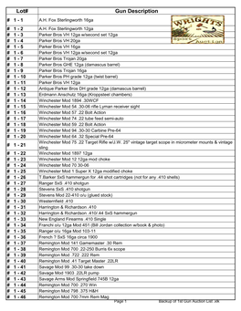 Lot# Gun Description # 1 - 1 A.H