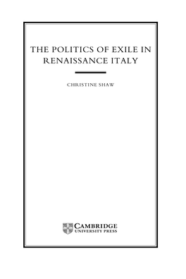 The Politics of Exile in Renaissance Italy