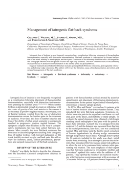 Management of Iatrogenic Flat-Back Syndrome