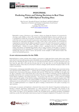 Predicting Points and Valuing Decisions in Real Time with NBA Optical Tracking Data