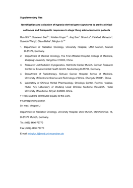 Supplementary Files Identification and Validation of Hypoxia-Derived Gene