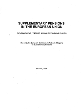 Supplementary Pensions in the European Union