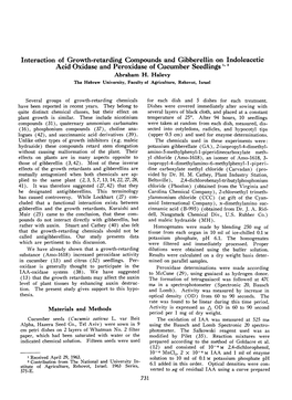 Interaction of Growth-Retarding Compounds and Gibberellin on Indoleacetic Acid Oxidase and Peroxidase of Cucumber Seedlings